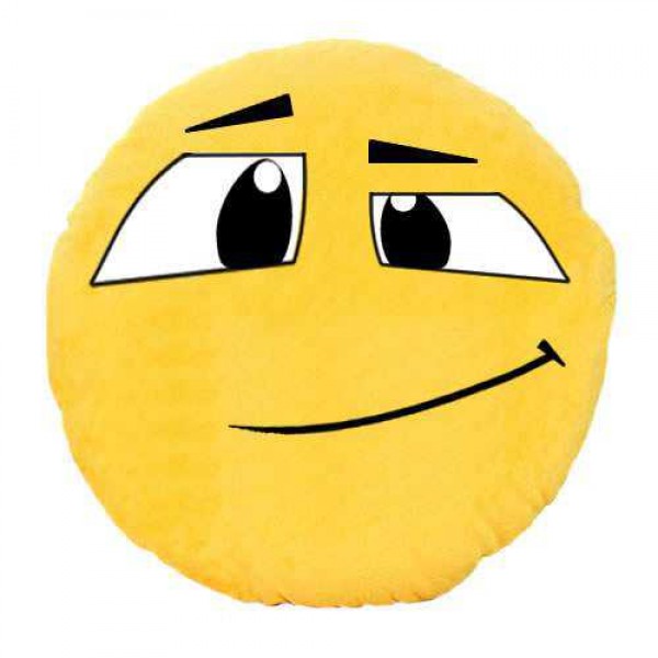 Soft Smiley Emoticon Yellow Round Cushion Pillow Stuffed Plush Toy Doll (Eyes Above)